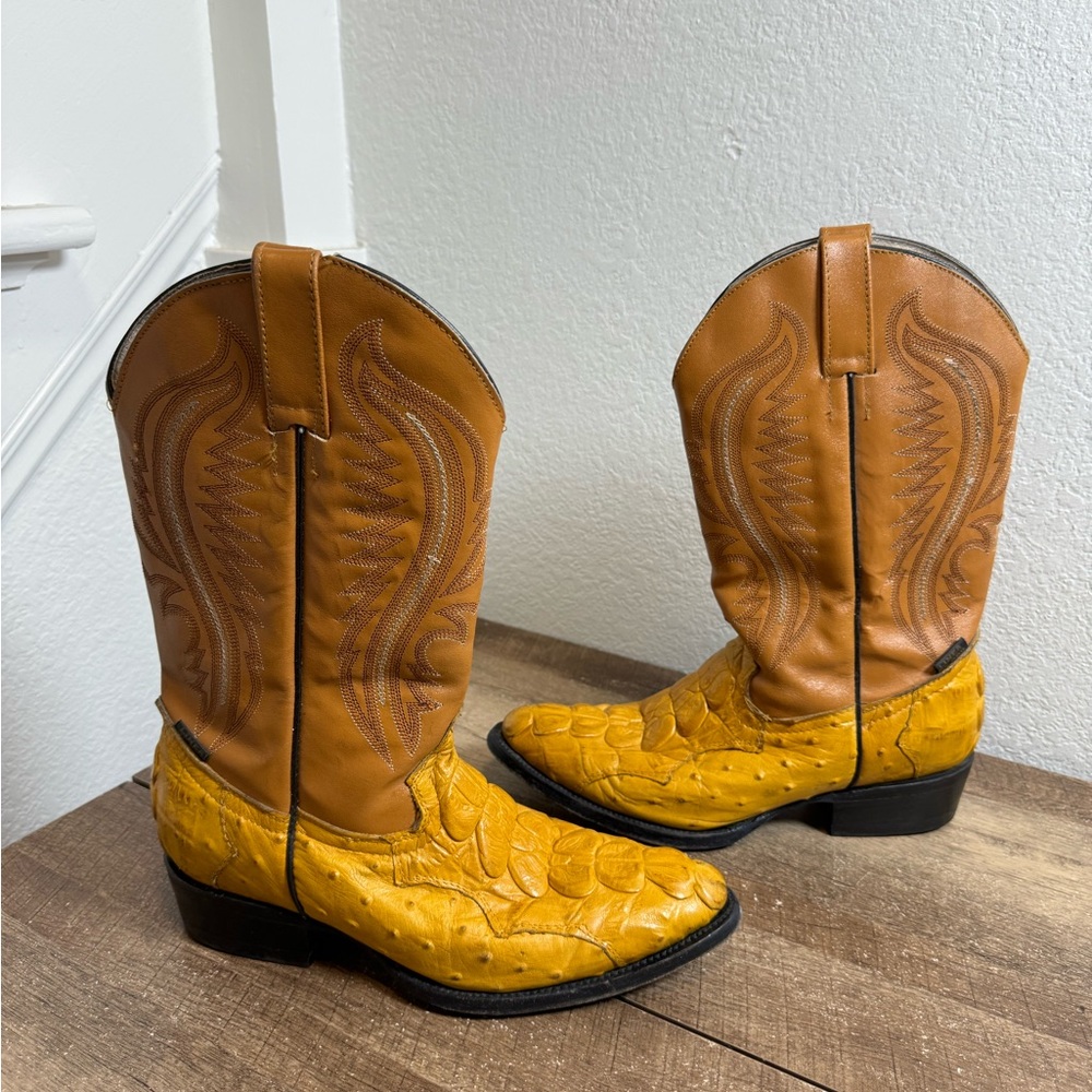 Linea De Oro Men’s Genuine Leather Western Cowboy Boots Size 8.5‎